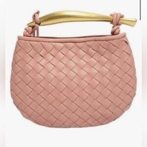 Woven Blush Pink & Brass Bag‎